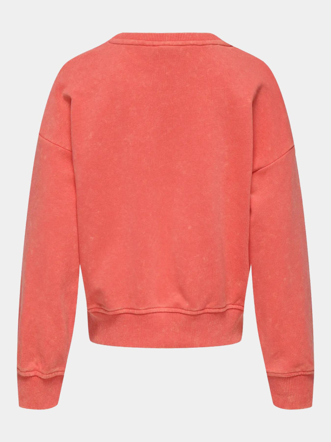 Sweat col rond à effet délavé kogminna rouge fille - Only