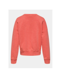 Sweat col rond à effet délavé kogminna rouge fille - Only