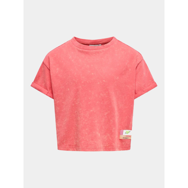 T-shirt à effet délavé kogminna rouge fille - Only