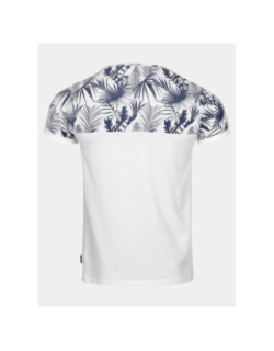 T-shirt à motif feuillage marou blanc et bleu homme - La Maison Blaggio