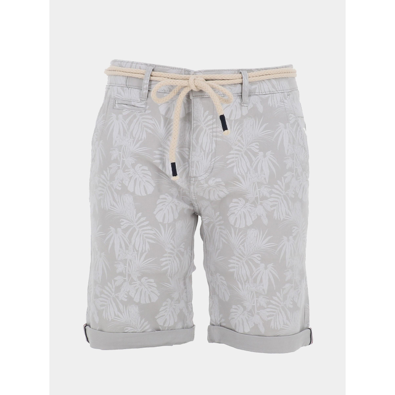 Bermuda à motif feuillage varedo gris homme - La Maison Blaggio