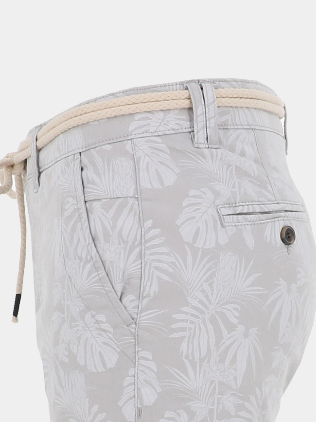 Bermuda à motif feuillage varedo gris homme - La Maison Blaggio