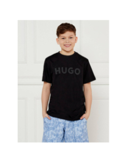 T-shirt manches courtes à logo relief noir garçon - Hugo