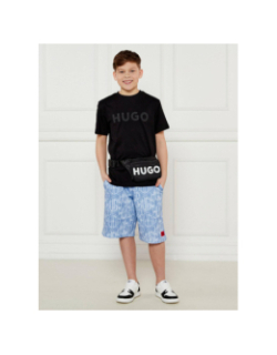 T-shirt manches courtes à logo relief noir garçon - Hugo