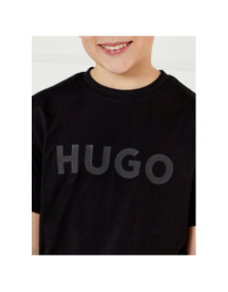 T-shirt manches courtes à logo relief noir garçon - Hugo