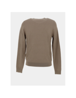 Pull slim à col rond en fils doux kaki homme - Hugo