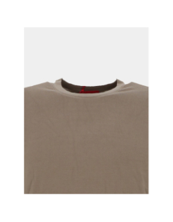 Pull slim à col rond en fils doux kaki homme - Hugo