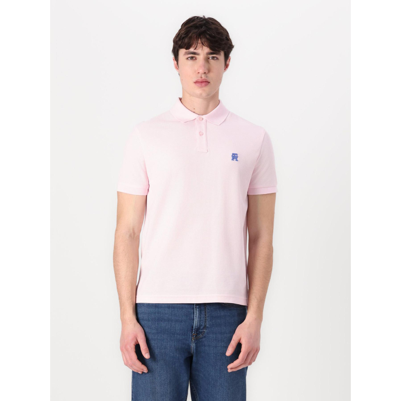 Polo à monogramme contrasté rose homme - Tommy Hilfiger
