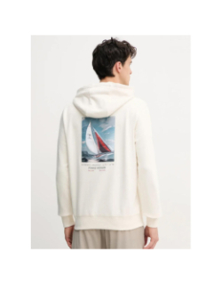 Sweat à capuche color photo écru homme - Tommy Hilfiger