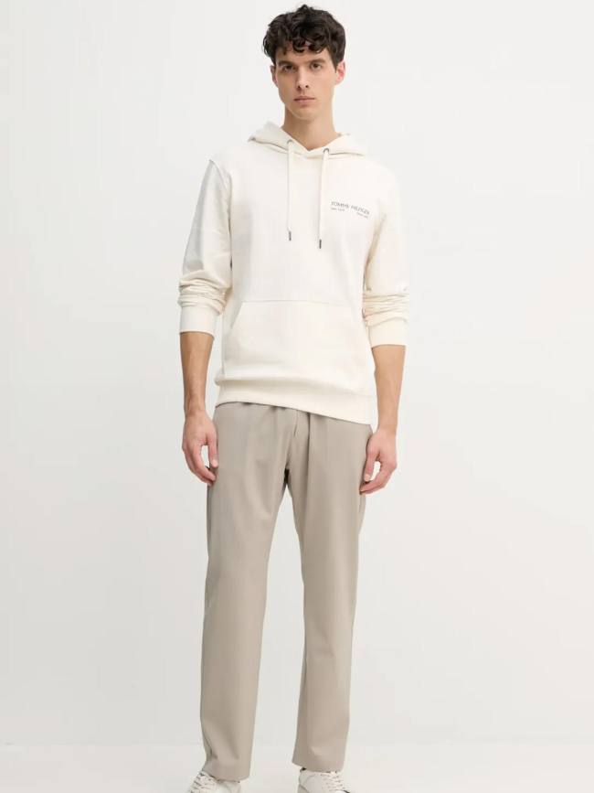 Sweat à capuche color photo écru homme - Tommy Hilfiger