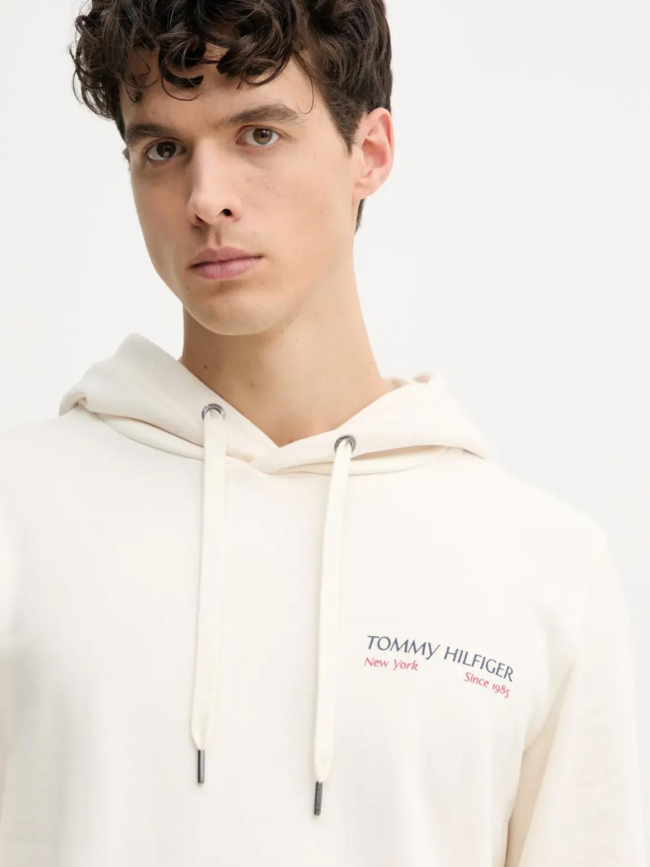 Sweat à capuche color photo écru homme - Tommy Hilfiger