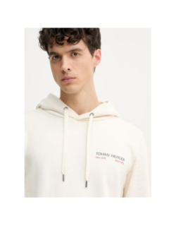 Sweat à capuche color photo écru homme - Tommy Hilfiger