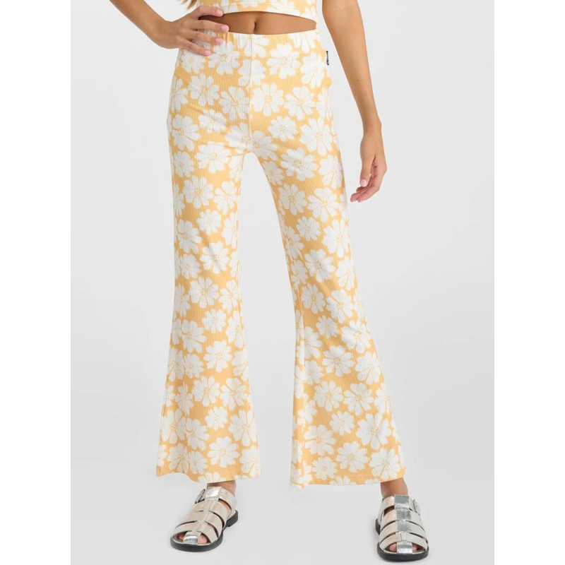 Pantalon flare à motif floral archigi jaune fille - Le Temps Des Cerises