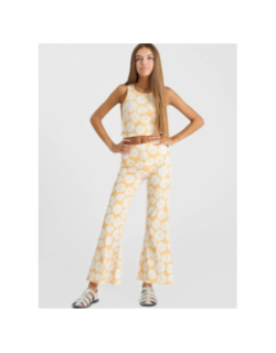 Pantalon flare à motif floral archigi jaune fille - Le Temps Des Cerises