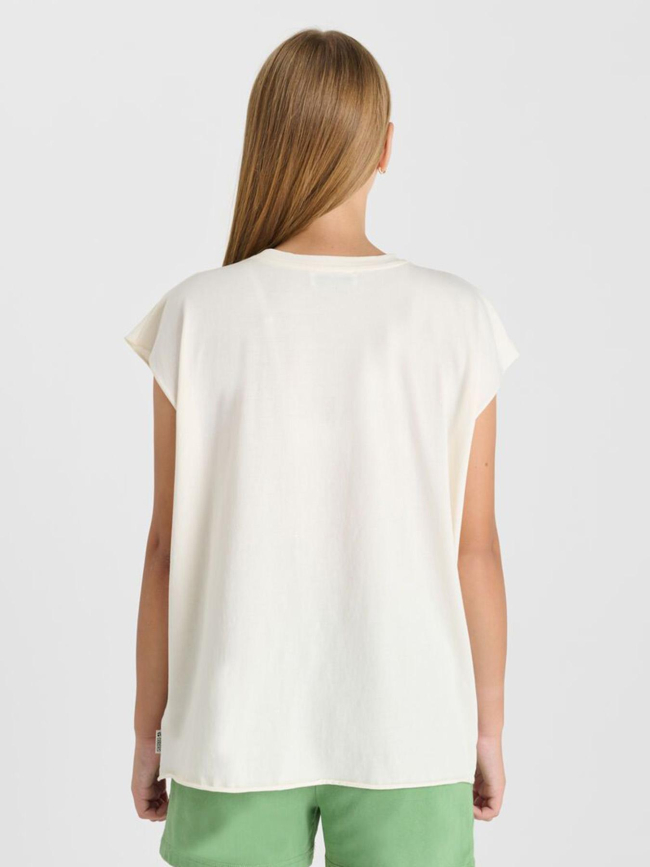 T-shirt lelygi blanc crème fille - Le Temps Des Cerises