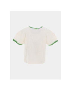 T-shirt crop estafagi blanc vert fille - Le Temps Des Cerises