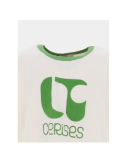 T-shirt crop estafagi blanc vert fille - Le Temps Des Cerises