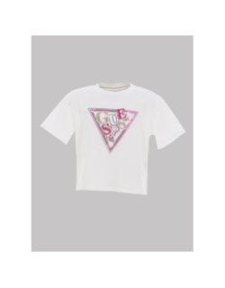 T-shirt manches courtes à sequins brillant blanc fille - Guess