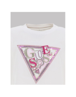 T-shirt manches courtes à sequins brillant blanc fille - Guess