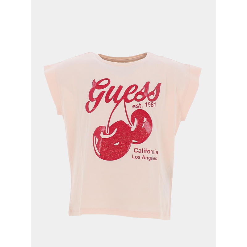 T-shirt à manches courtes midi brillant rose fille - Guess