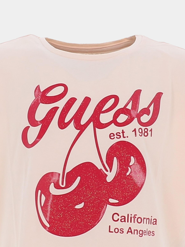 T-shirt à manches courtes midi brillant rose fille - Guess