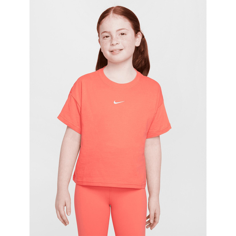 T-shirt à manches courtes boxy essential corail fille - Nike
