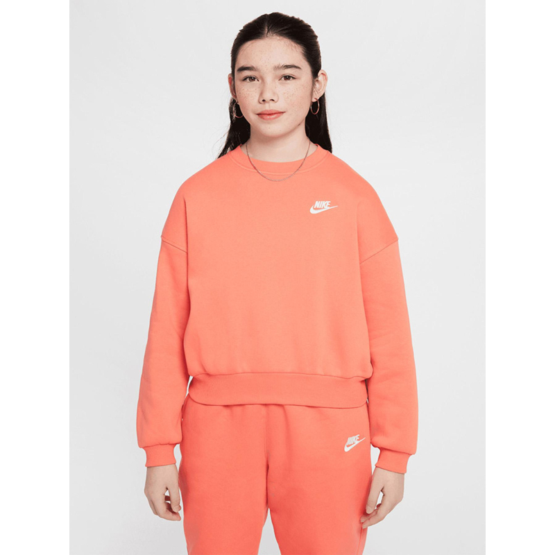 Sweat à col rond nsw club fleece corail fille - Nike
