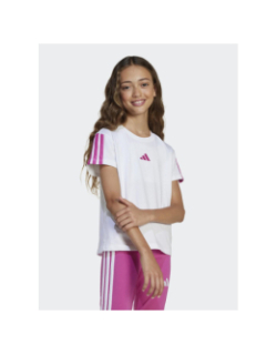 T-shirt à manches courtes 3s blanc et rose fille - Adidas