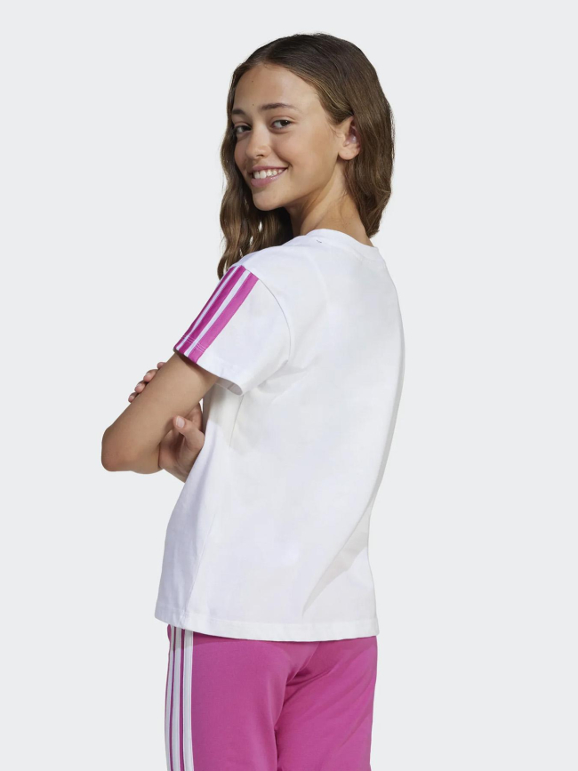 T-shirt à manches courtes 3s blanc et rose fille - Adidas