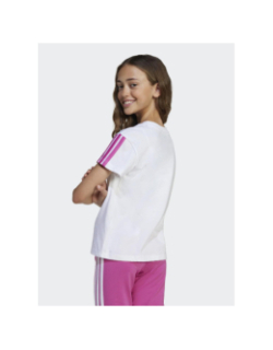 T-shirt à manches courtes 3s blanc et rose fille - Adidas