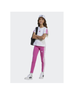 T-shirt à manches courtes 3s blanc et rose fille - Adidas