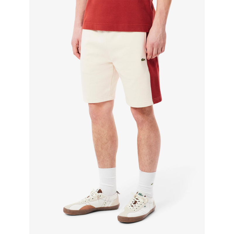 Short en molleton de coton color-block beige homme - Lacoste