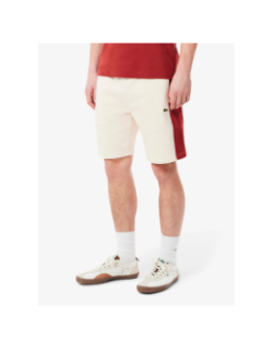 Short en molleton de coton color-block beige homme - Lacoste