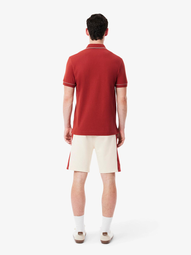 Short en molleton de coton color-block beige homme - Lacoste