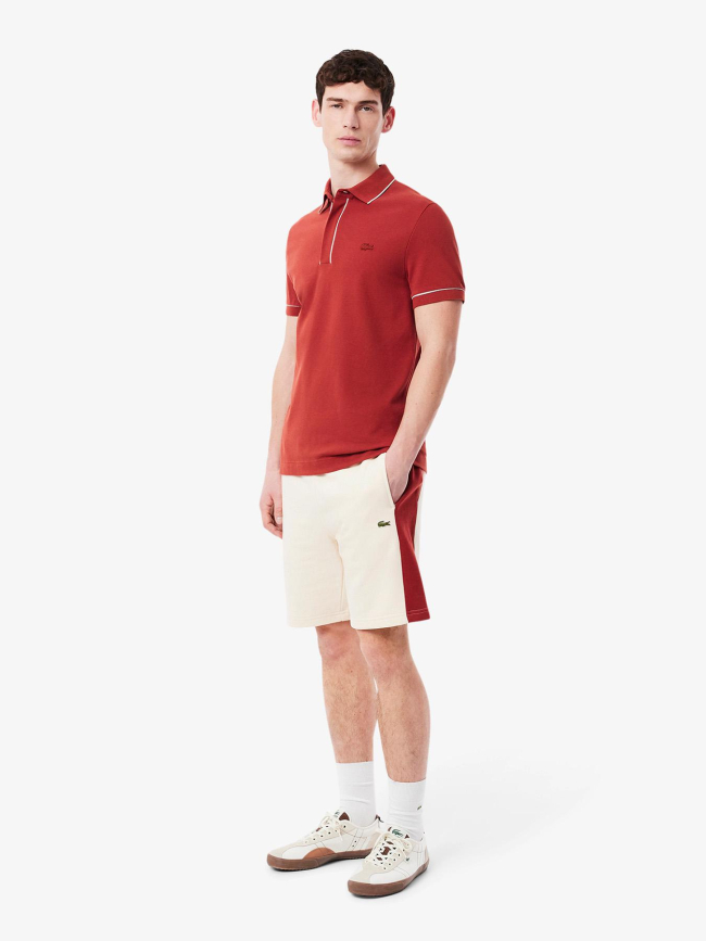 Short en molleton de coton color-block beige homme - Lacoste