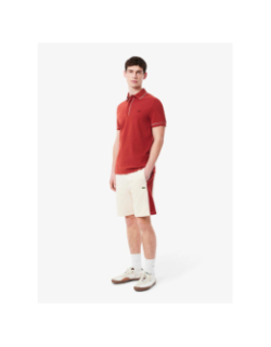 Short en molleton de coton color-block beige homme - Lacoste