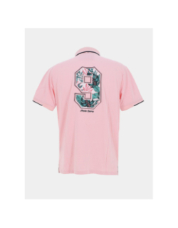 Polo à manches courtes patch aop floral rose homme - Union Black