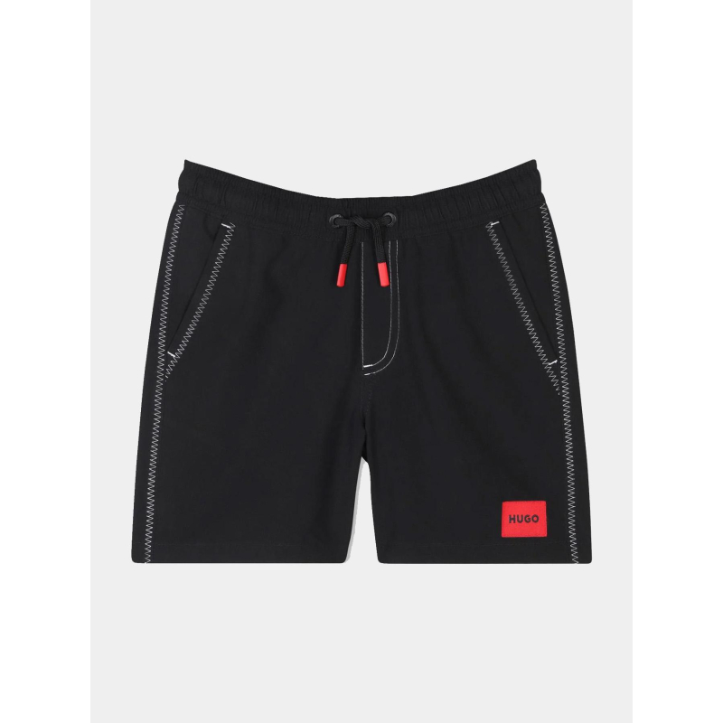 Short de bain surfer logo badge noir enfant - Hugo