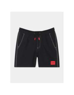 Short de bain surfer logo badge noir ado - Hugo