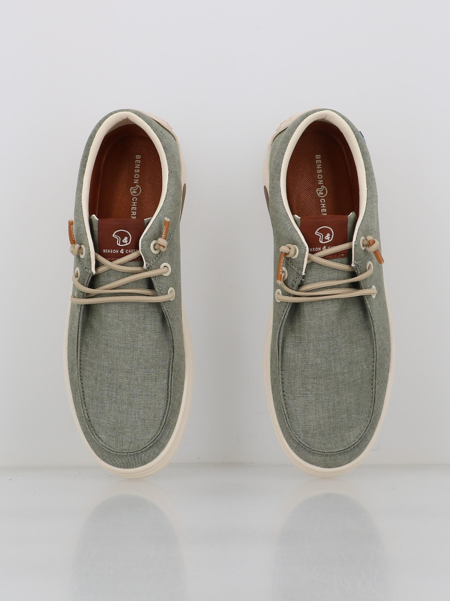 Mocassin en toile dusty kaki homme - Benson & Cherry