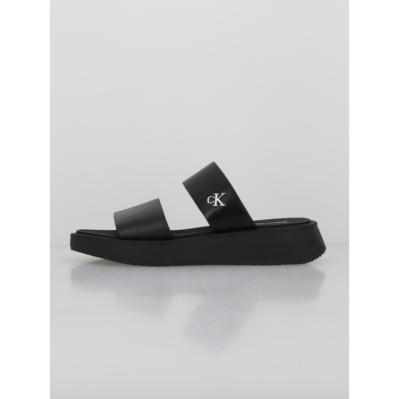 Sandales slide double strap noir femme - Calvin Klein