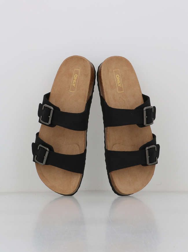 Sandales double bride maxi noir femme - Only