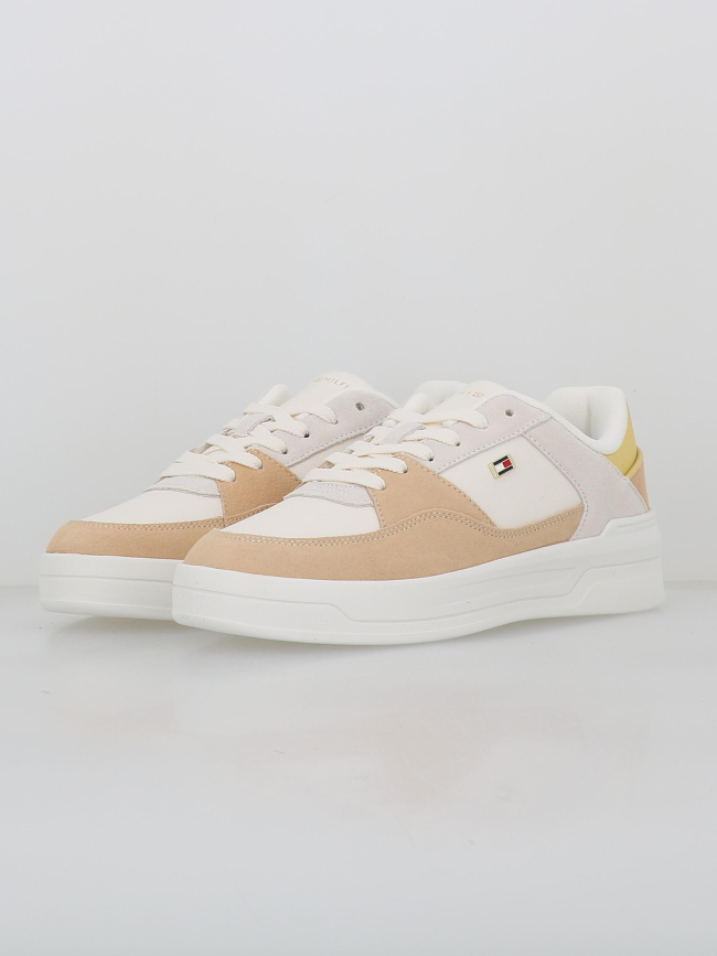 Baskets en cuir essential blanc beige femme - Tommy Hilfiger