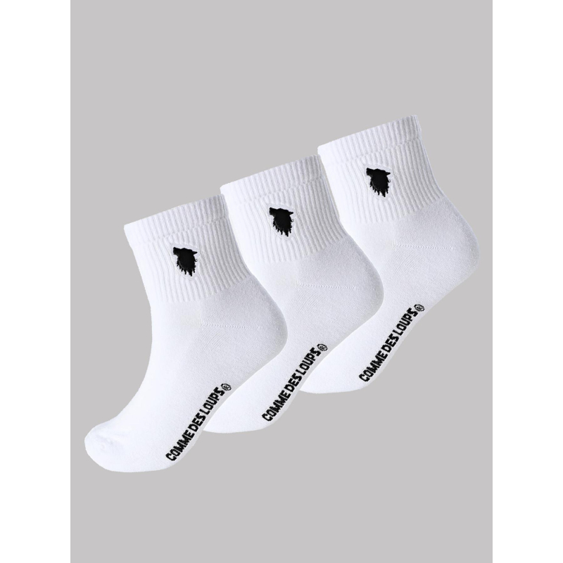 3 paires de chaussettes quarter 39/42 blanc homme - Comme Des Loups