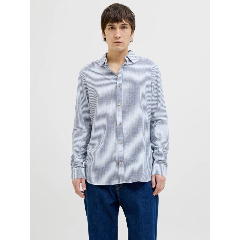 Chemise rayée summer blanc bleu homme - Jack & Jones