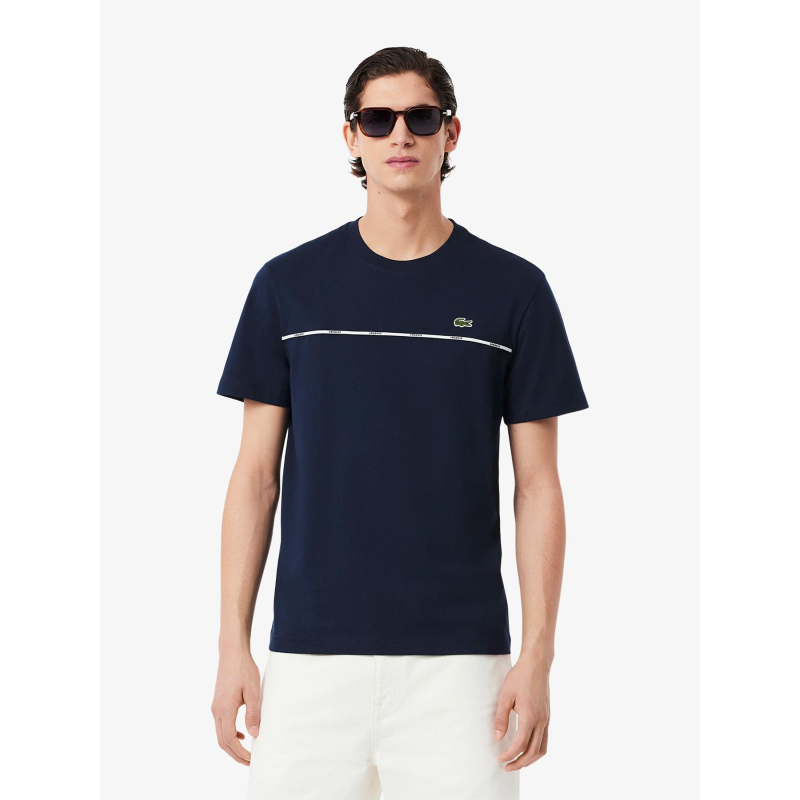 T-shirt en jersey de coton à liseré bleu marine homme - Lacoste