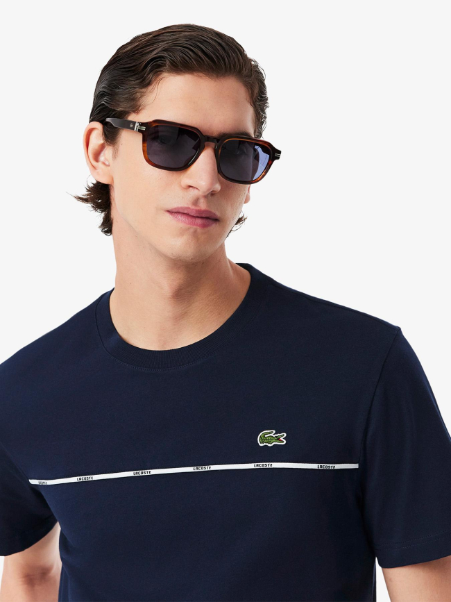 T-shirt en jersey de coton à liseré bleu marine homme - Lacoste