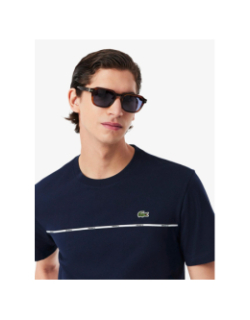 T-shirt en jersey de coton à liseré bleu marine homme - Lacoste