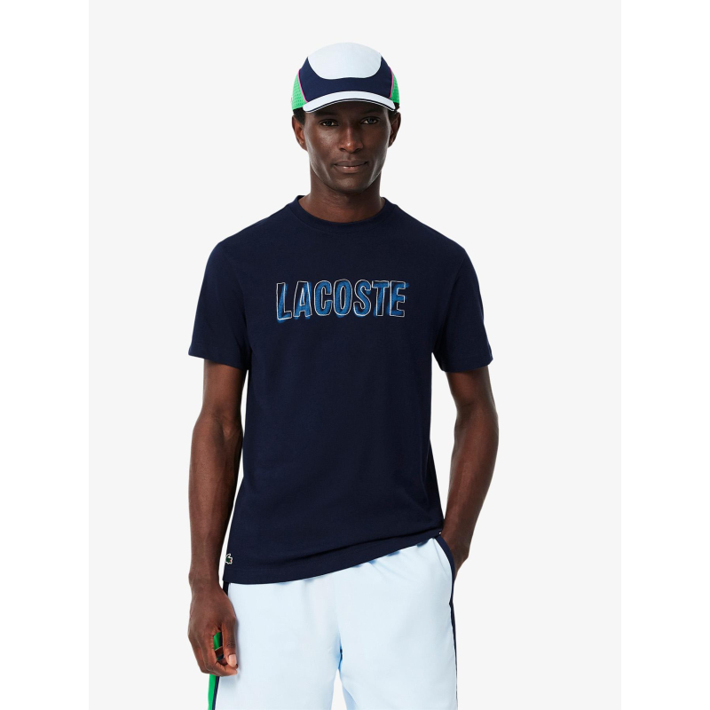 T-shirt sport ultra dry imprimé bleu marine homme - Lacoste