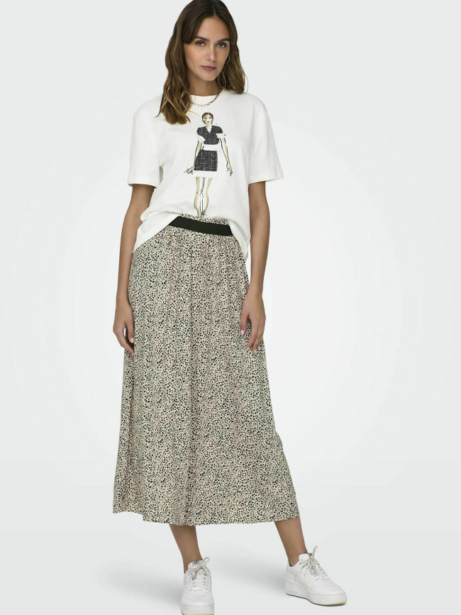 Jupe longue venedig aop life beige noir femme - Only